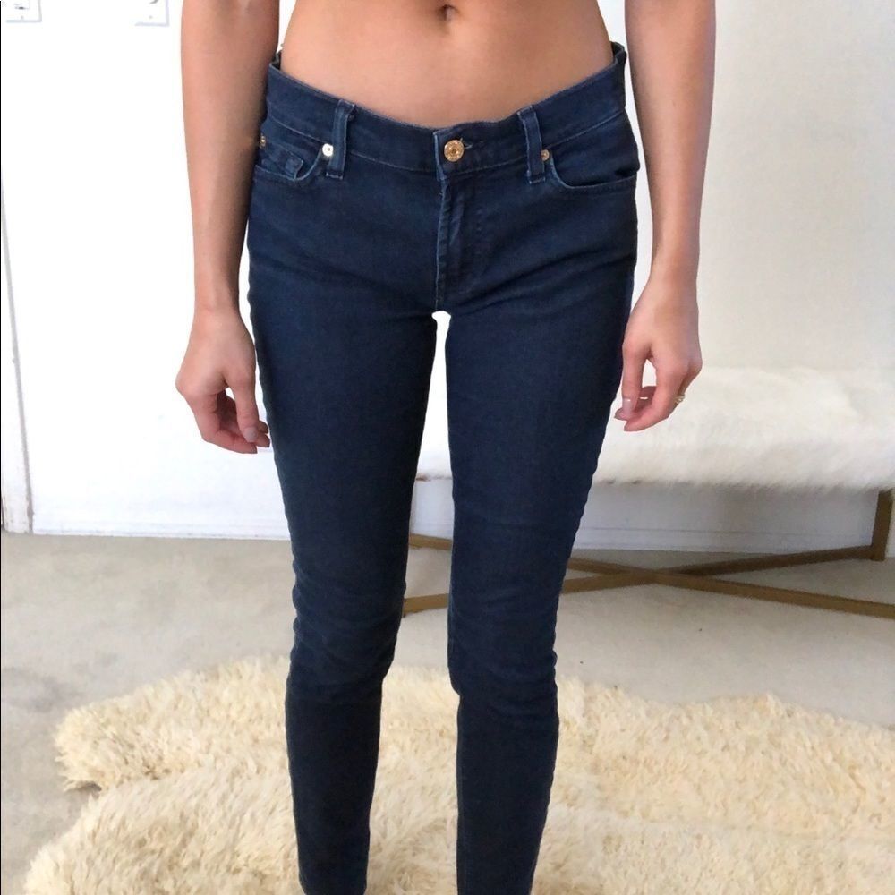 7 for all mankind dark wash skinny jeans